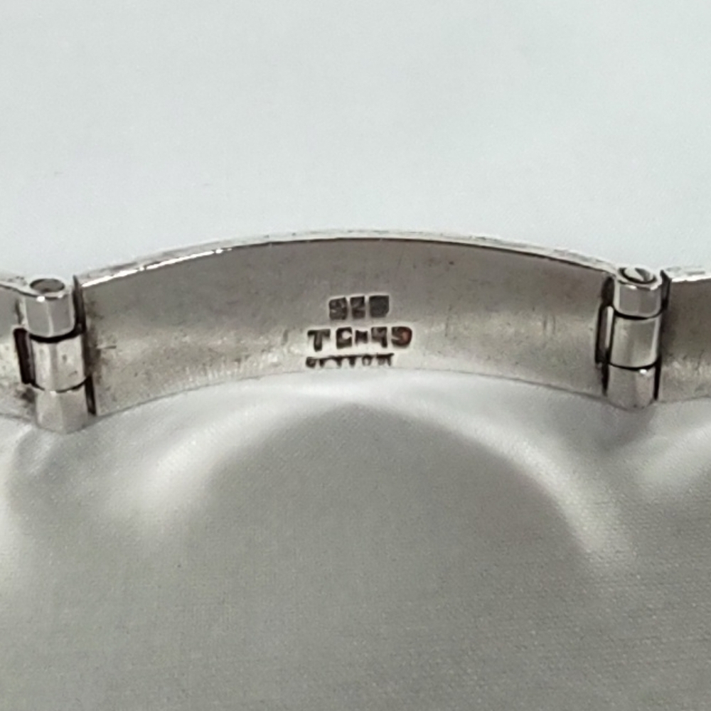 Vintage Taxco Sterling Silver Abalone Inlayed 5 Panel 7" Bracelet - Picture 8 of 8